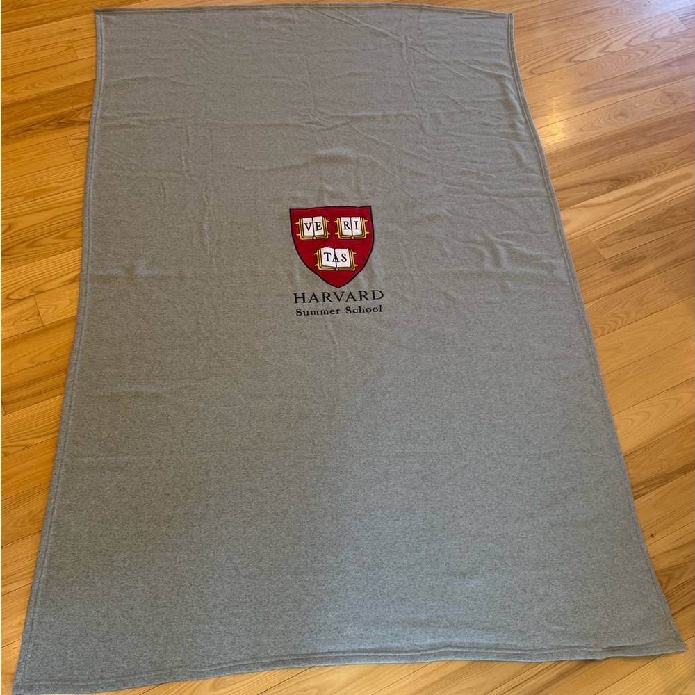 Harvard University Summer School Logo Brands Gray Fleece Blanket